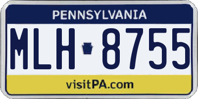 PA license plate MLH8755