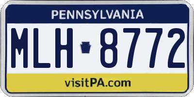 PA license plate MLH8772
