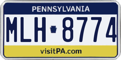 PA license plate MLH8774