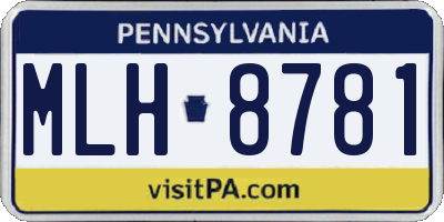 PA license plate MLH8781
