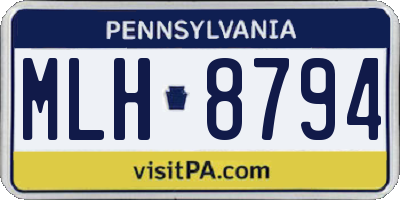 PA license plate MLH8794