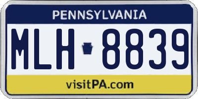 PA license plate MLH8839
