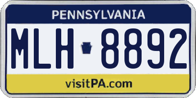 PA license plate MLH8892