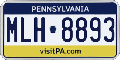 PA license plate MLH8893