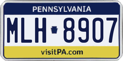 PA license plate MLH8907