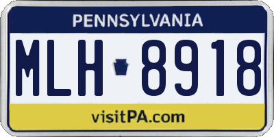 PA license plate MLH8918
