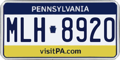 PA license plate MLH8920