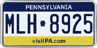 PA license plate MLH8925