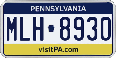 PA license plate MLH8930