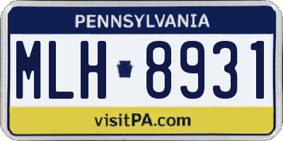 PA license plate MLH8931