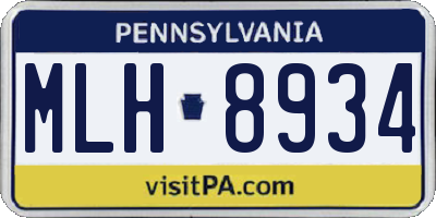 PA license plate MLH8934