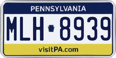 PA license plate MLH8939