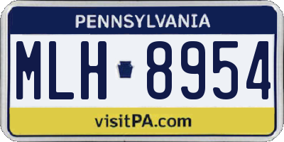 PA license plate MLH8954