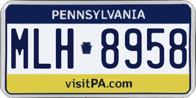 PA license plate MLH8958