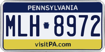 PA license plate MLH8972