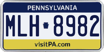 PA license plate MLH8982
