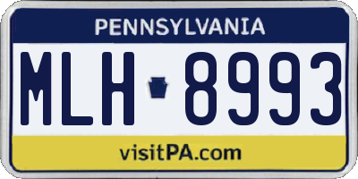 PA license plate MLH8993