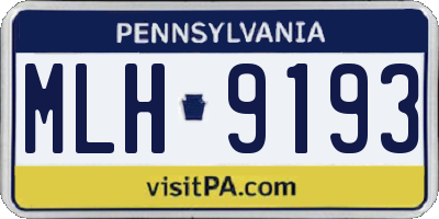 PA license plate MLH9193