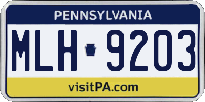PA license plate MLH9203