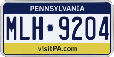 PA license plate MLH9204
