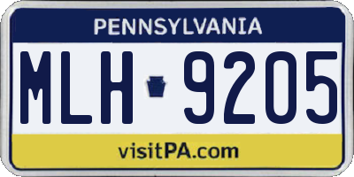 PA license plate MLH9205