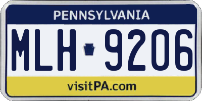 PA license plate MLH9206
