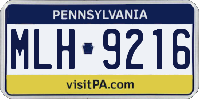 PA license plate MLH9216
