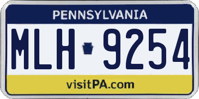 PA license plate MLH9254