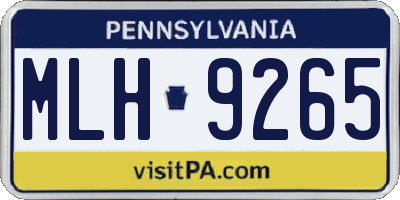 PA license plate MLH9265