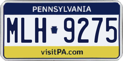 PA license plate MLH9275