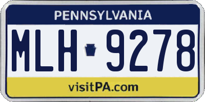 PA license plate MLH9278