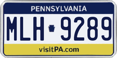 PA license plate MLH9289