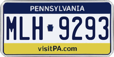 PA license plate MLH9293