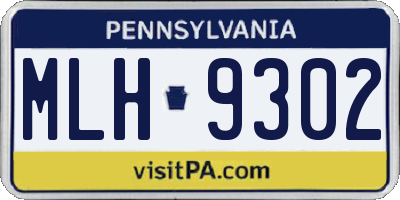 PA license plate MLH9302