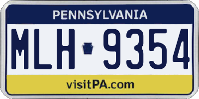 PA license plate MLH9354