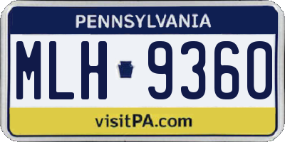 PA license plate MLH9360