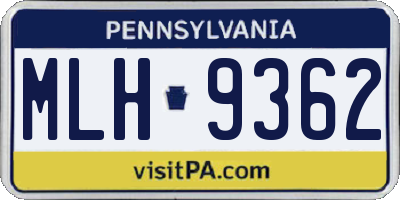 PA license plate MLH9362