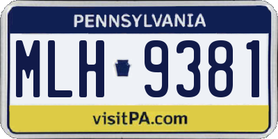 PA license plate MLH9381