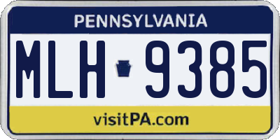PA license plate MLH9385