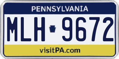 PA license plate MLH9672