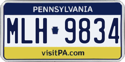 PA license plate MLH9834