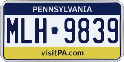 PA license plate MLH9839