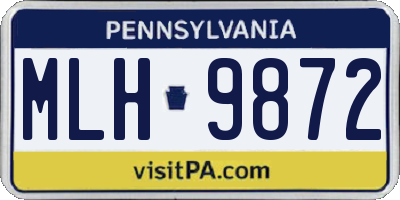 PA license plate MLH9872