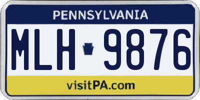 PA license plate MLH9876