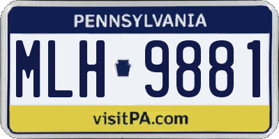 PA license plate MLH9881