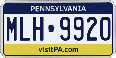 PA license plate MLH9920