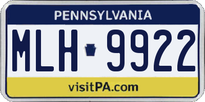 PA license plate MLH9922