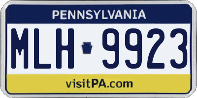 PA license plate MLH9923