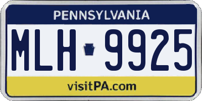 PA license plate MLH9925