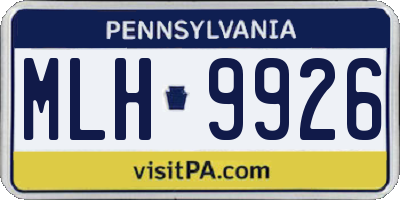 PA license plate MLH9926